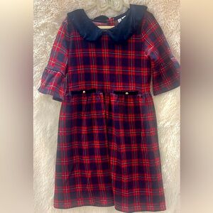 Janie and Jack plaid size 10 dress with velvet collar and detail.